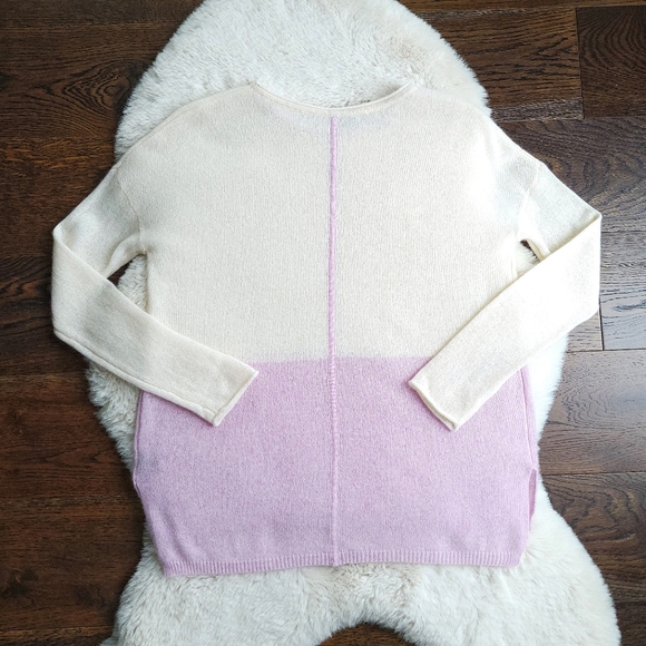 360 Cashmere Color Block Lavender Super Soft Sweater - Picture 8 of 8